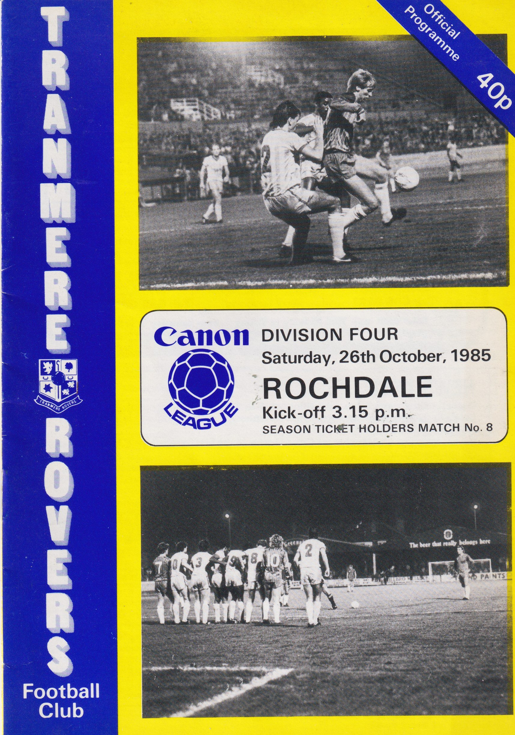 Tranmere Rovers v Rochdale match programme